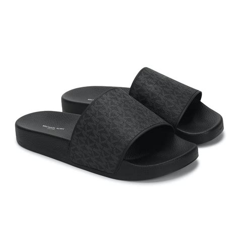 mens michael kors sliders|Michael Kors black fuzzy slipper.